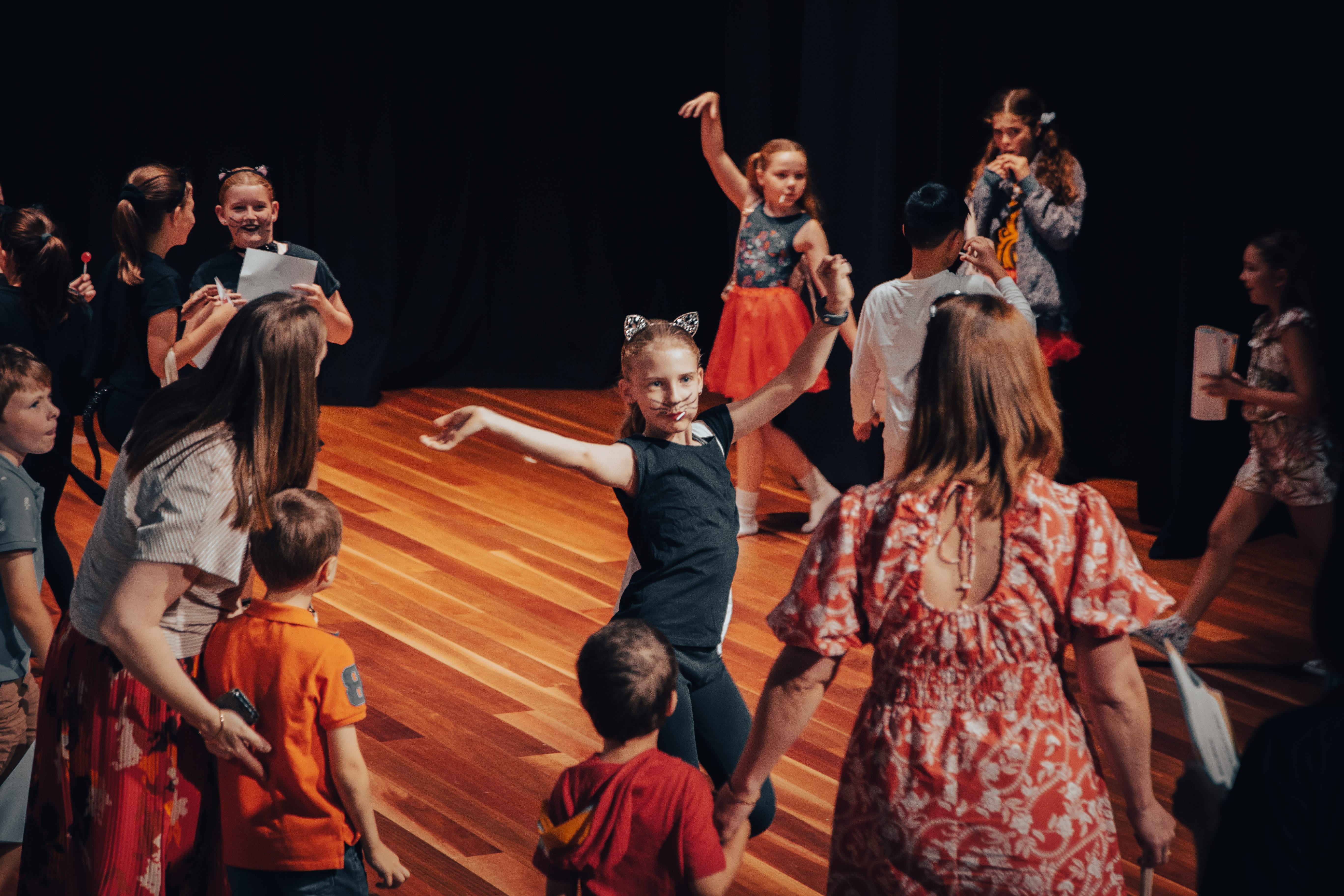 Students performing in a school speech and drama class